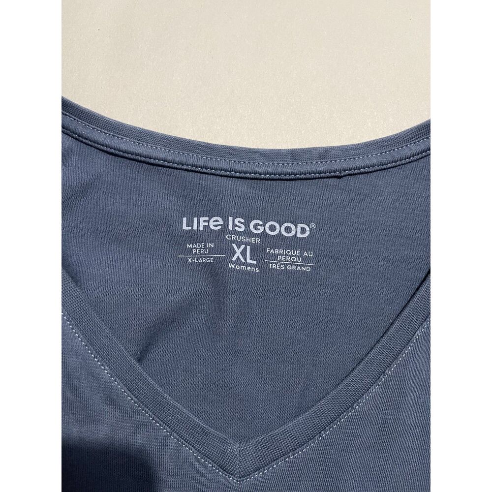 Life is good t shirt patriotic cotton casual muted red white blue comfy women XL - Picture 4 of 5